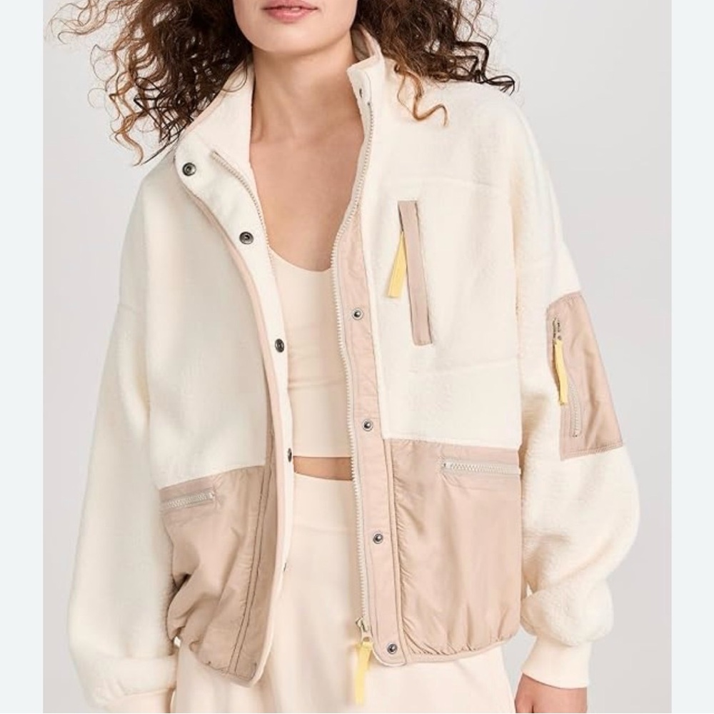 Madewell (MWL) Drapey Sherpa Buick Jacket, Snap-Front, Antique Cream
